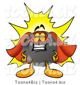 Illustration of a Cartoon Hockey Puck Mascot Dressed As a Super Hero by Mascot Junction