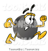 Illustration of a Cartoon Hockey Puck Mascot Running by Mascot Junction