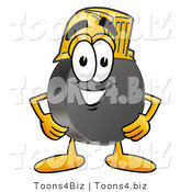 Illustration of a Cartoon Hockey Puck Mascot Wearing a Helmet by Mascot Junction