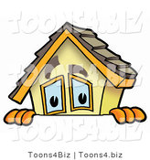 Illustration of a Cartoon House Mascot Peeking over a Surface by Mascot Junction