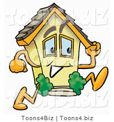 Illustration of a Cartoon House Mascot Running by Mascot Junction