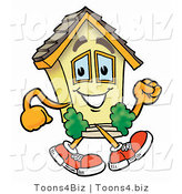 Illustration of a Cartoon House Mascot Running by Mascot Junction