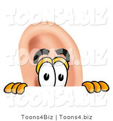 Illustration of a Cartoon Human Ear Mascot Peeking over a Surface by Mascot Junction