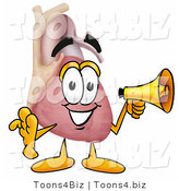 Illustration of a Cartoon Human Heart Mascot Holding a Megaphone by Mascot Junction