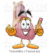 Illustration of a Cartoon Human Heart Mascot Holding a Pencil by Mascot Junction