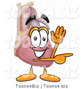 Illustration of a Cartoon Human Heart Mascot Waving and Pointing by Mascot Junction