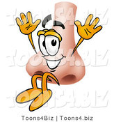 Illustration of a Cartoon Human Nose Mascot Jumping by Mascot Junction