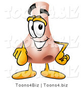 Illustration of a Cartoon Human Nose Mascot Pointing at the Viewer by Mascot Junction