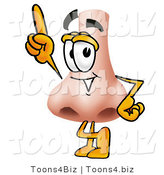 Illustration of a Cartoon Human Nose Mascot Pointing Upwards by Mascot Junction