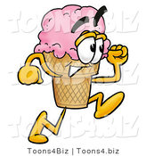 Illustration of a Cartoon Ice Cream Cone Mascot Running by Mascot Junction