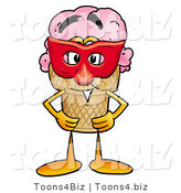 Illustration of a Cartoon Ice Cream Cone Mascot Wearing a Red Mask over His Face by Mascot Junction