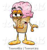 Illustration of a Cartoon Ice Cream Cone Mascot Whispering and Gossiping by Mascot Junction