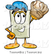 Illustration of a Cartoon Light Switch Mascot Catching a Baseball with a Glove by Mascot Junction