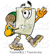 Illustration of a Cartoon Light Switch Mascot Hiking and Carrying a Backpack by Mascot Junction