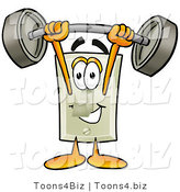 Illustration of a Cartoon Light Switch Mascot Holding a Heavy Barbell Above His Head by Mascot Junction