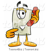Illustration of a Cartoon Light Switch Mascot Holding a Telephone by Mascot Junction