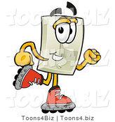 Illustration of a Cartoon Light Switch Mascot Roller Blading on Inline Skates by Mascot Junction