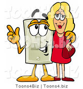 Illustration of a Cartoon Light Switch Mascot Talking to a Pretty Blond Woman by Mascot Junction