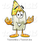 Illustration of a Cartoon Light Switch Mascot Wearing a Birthday Party Hat by Mascot Junction