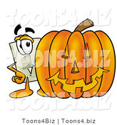 Illustration of a Cartoon Light Switch Mascot with a Carved Halloween Pumpkin by Mascot Junction