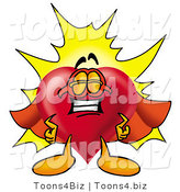 Illustration of a Cartoon Love Heart Mascot Dressed As a Super Hero by Mascot Junction