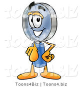 Illustration of a Cartoon Magnifying Glass Mascot Pointing at the Viewer by Mascot Junction