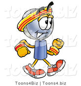 Illustration of a Cartoon Magnifying Glass Mascot Speed Walking or Jogging by Mascot Junction