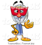 Illustration of a Cartoon Magnifying Glass Mascot Wearing a Red Mask over His Face by Mascot Junction