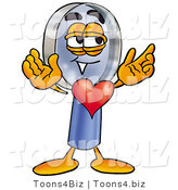 Illustration of a Cartoon Magnifying Glass Mascot with His Heart Beating out of His Chest by Mascot Junction