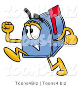 Illustration of a Cartoon Mailbox Running by Mascot Junction