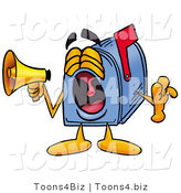 Illustration of a Cartoon Mailbox Screaming into a Megaphone by Mascot Junction