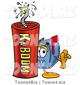 Illustration of a Cartoon Mailbox Standing with a Lit Stick of Dynamite by Mascot Junction