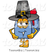 Illustration of a Cartoon Mailbox Wearing a Pilgrim Hat on Thanksgiving by Mascot Junction