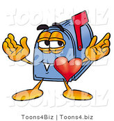 Illustration of a Cartoon Mailbox with His Heart Beating out of His Chest by Mascot Junction