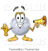 Illustration of a Cartoon Moon Mascot Holding a Megaphone by Mascot Junction