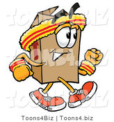 Illustration of a Cartoon Packing Box Mascot Speed Walking or Jogging by Mascot Junction