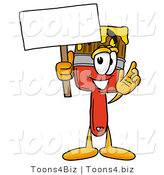 Illustration of a Cartoon Paint Brush Mascot Holding a Blank Sign by Mascot Junction