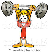 Illustration of a Cartoon Paint Brush Mascot Holding a Heavy Barbell Above His Head by Mascot Junction