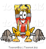 Illustration of a Cartoon Paint Brush Mascot Lifting a Heavy Barbell by Mascot Junction