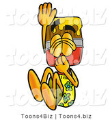 Illustration of a Cartoon Paint Brush Mascot Plugging His Nose While Jumping into Water by Mascot Junction