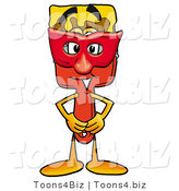 Illustration of a Cartoon Paint Brush Mascot Wearing a Red Mask over His Face by Mascot Junction