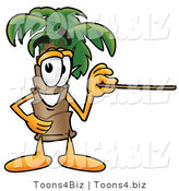 Illustration of a Cartoon Palm Tree Mascot Holding a Pointer Stick by Mascot Junction