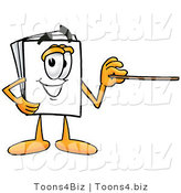 Illustration of a Cartoon Paper Mascot Holding a Pointer Stick by Mascot Junction