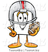 Illustration of a Cartoon Paper Mascot in a Helmet, Holding a Football by Mascot Junction