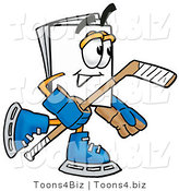 Illustration of a Cartoon Paper Mascot Playing Ice Hockey by Mascot Junction