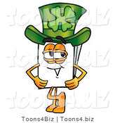 Illustration of a Cartoon Paper Mascot Wearing a Saint Patricks Day Hat with a Clover on It by Mascot Junction