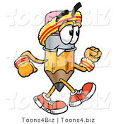 Illustration of a Cartoon Pencil Mascot Speed Walking or Jogging by Mascot Junction