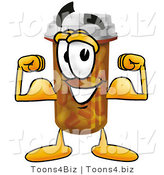 Illustration of a Cartoon Pill Bottle Mascot Flexing His Arm Muscles by Mascot Junction