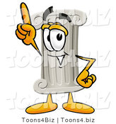 Illustration of a Cartoon Pillar Mascot Pointing Upwards by Mascot Junction