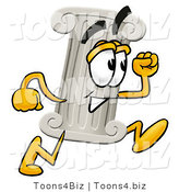 Illustration of a Cartoon Pillar Mascot Running by Mascot Junction